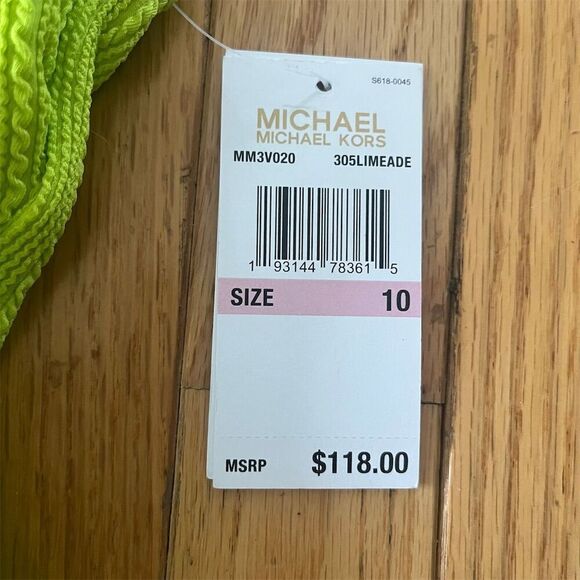 Michael Kors Women's One-Piece Swimsuit Size 10 Green V-Neck - Picture 2 of 8